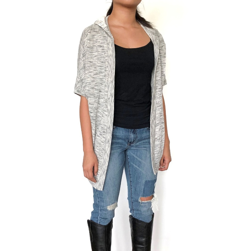 MUDD - Marled Elbow Sleeve Knit Cardigan